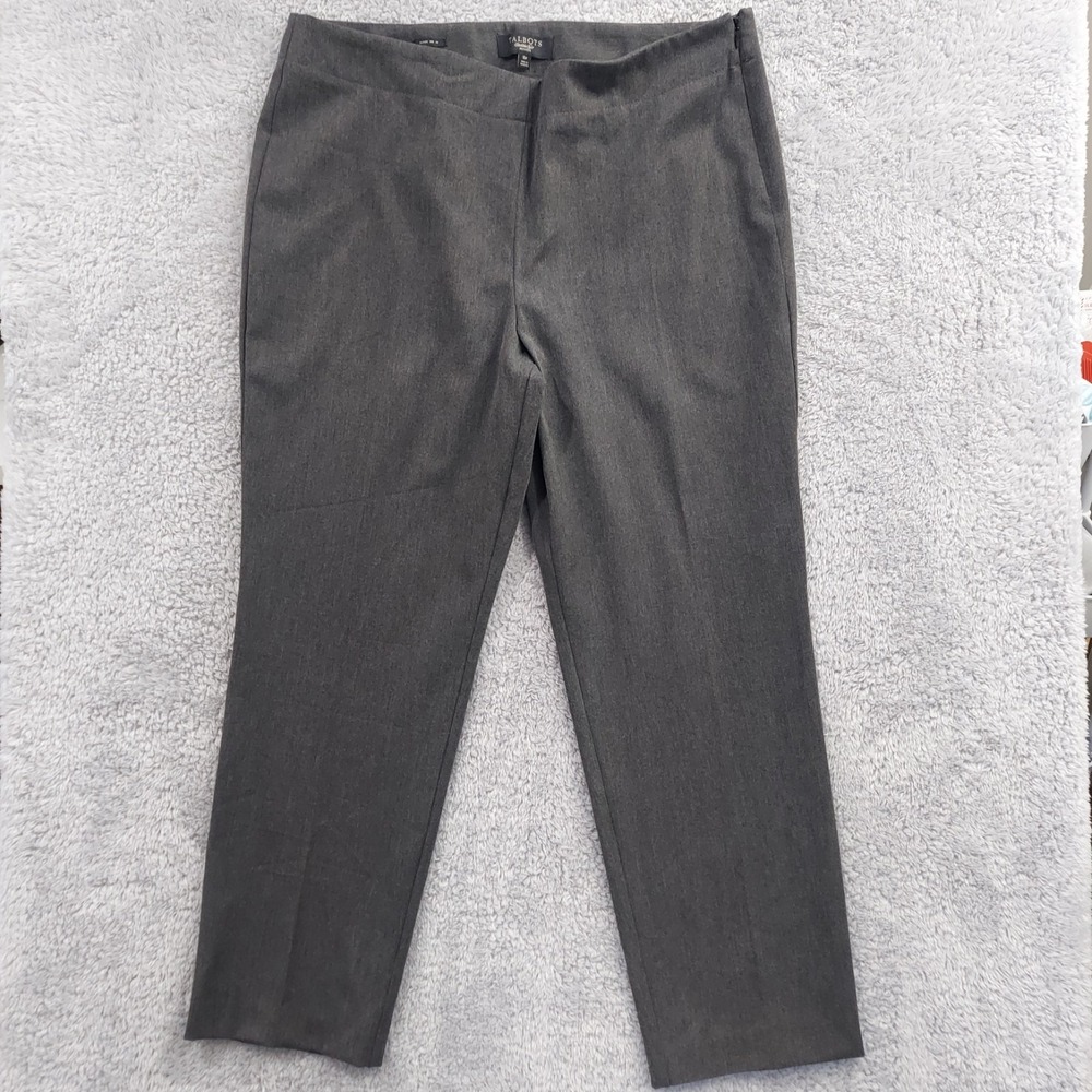 Talbots Classic Side Zip Pants Women 16P Gray Tapered Leg Dress‎ Trousers